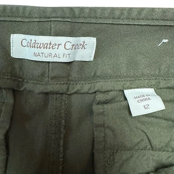Coldwater Creek Natural Fit Capri Front Seam Stretch Waist Army Green. Sz 12 - Picture 5 of 8